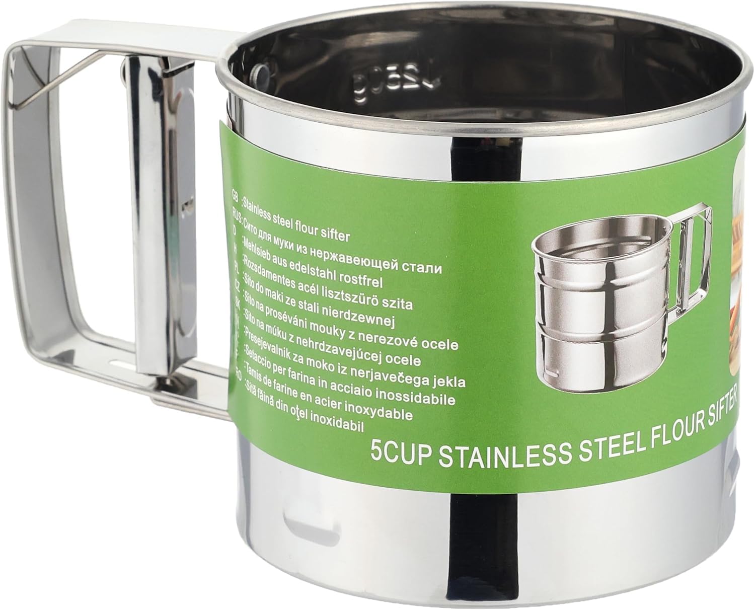 Stainless Steel Flour Sifter for Baking – Manual Hand Press Double-Layer Sieve, Powder Sugar Shaker, Atta Chalni, Kitchen Strainer for Flour, Sugar & Coffee Powder-image-48