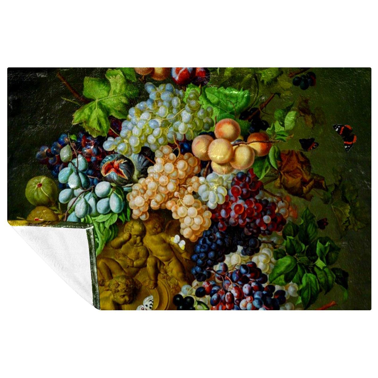 Couverture chaude en polaire douce imprimé fruits, jeté de lit design et durable
