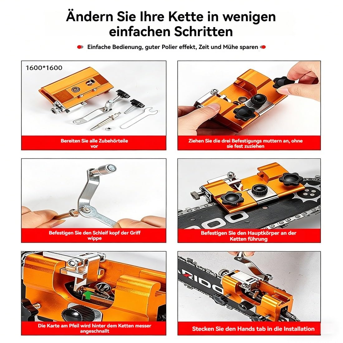 Klampero Kettenschärfer, 2026 Neu Original Universal Kettenschärfer, Tragbar Handkurbeln Kettensägenschärfer, Ergonomisches Systemdesign, Schnell Und Effizient, für Alle Kettensägen(A,L)
