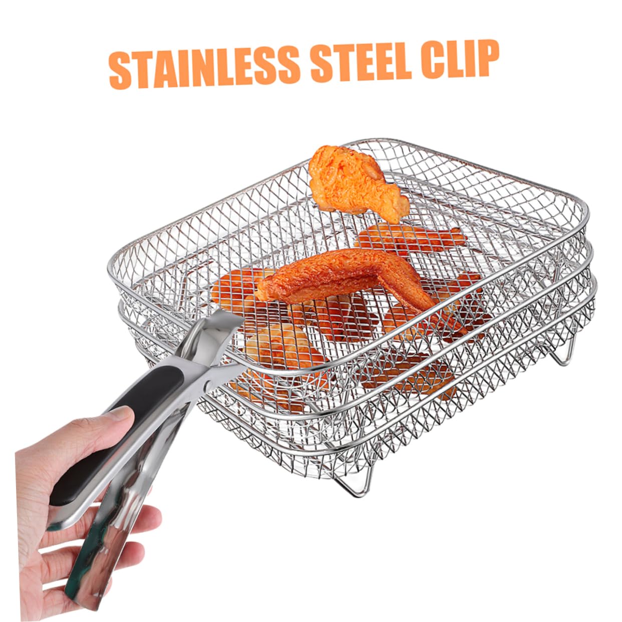 Healeved 3 Pezzi Accessori Per Friggitrice Ad Aria in Acciaio Resistenti Per Barbecue, Forno e Essiccazione Della Carne