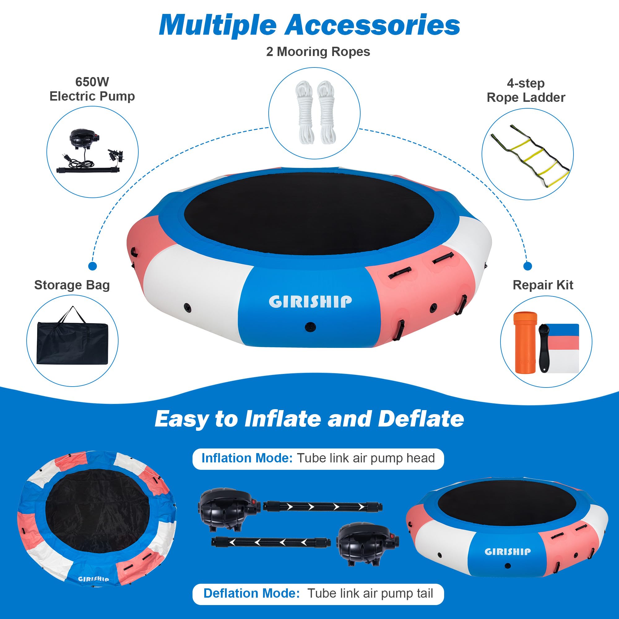 Snapklik.com : Inflatable Water Trampoline, 12FT Floating Lake ...