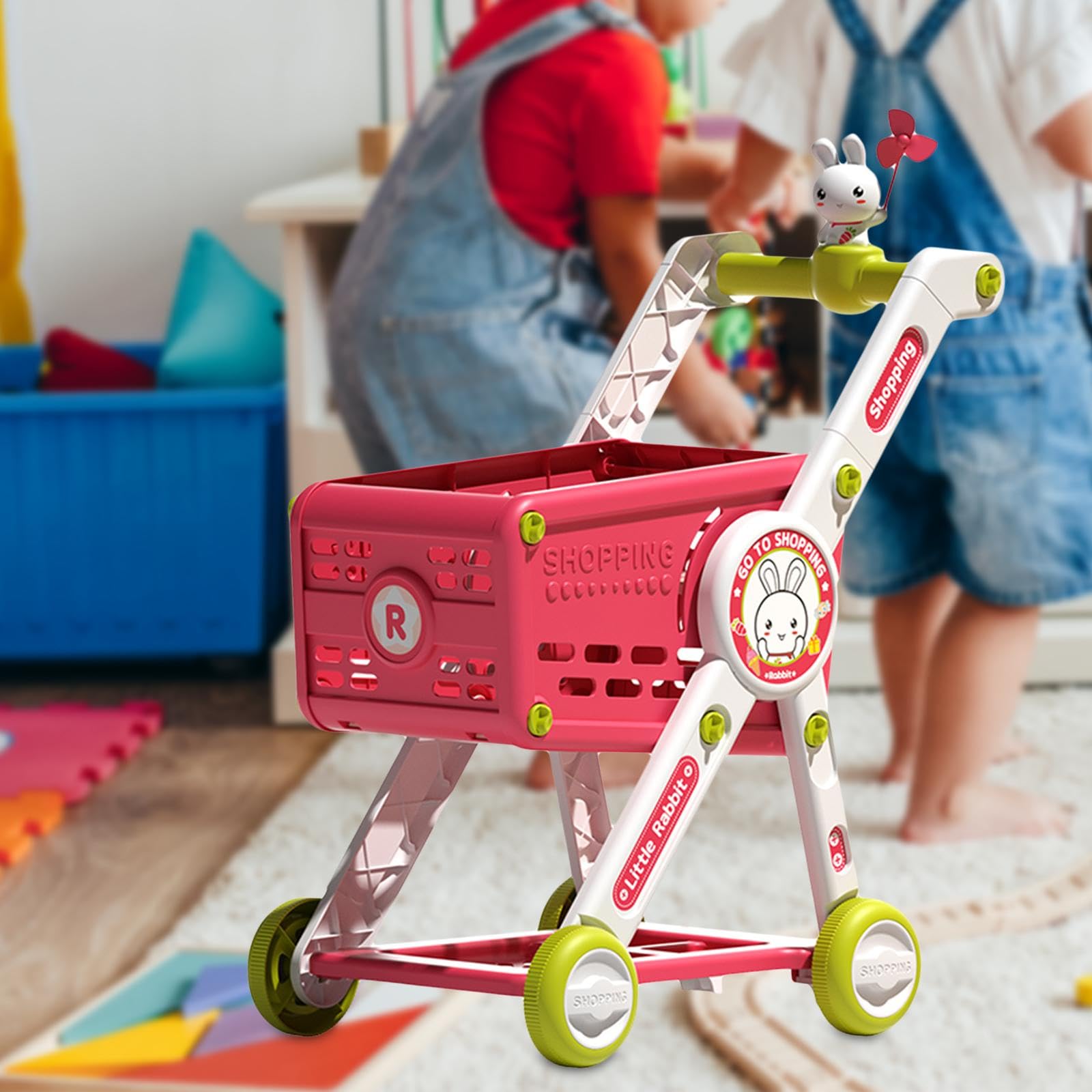 1 Pezzo Carrello della Spesa Giocattolo per Bambini Cestino del Supermercato Accessori Staccabili Struttura Stabile Simulazione Realistica Adatto al G, Solo Carrello