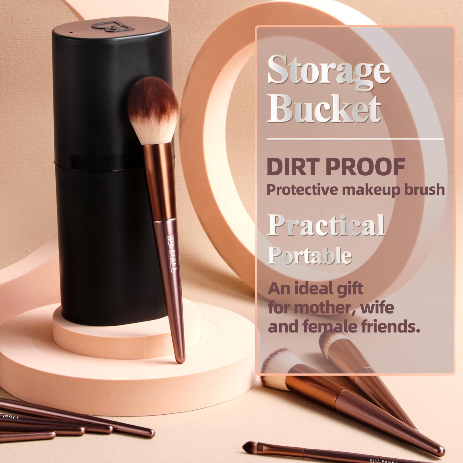 BS-MALL Makeup Brush Set 18 Pcs Premium Synthetic Foundation Powder Concealers Eye shadows Blush Makeup Brushes with black case (): C-Brown