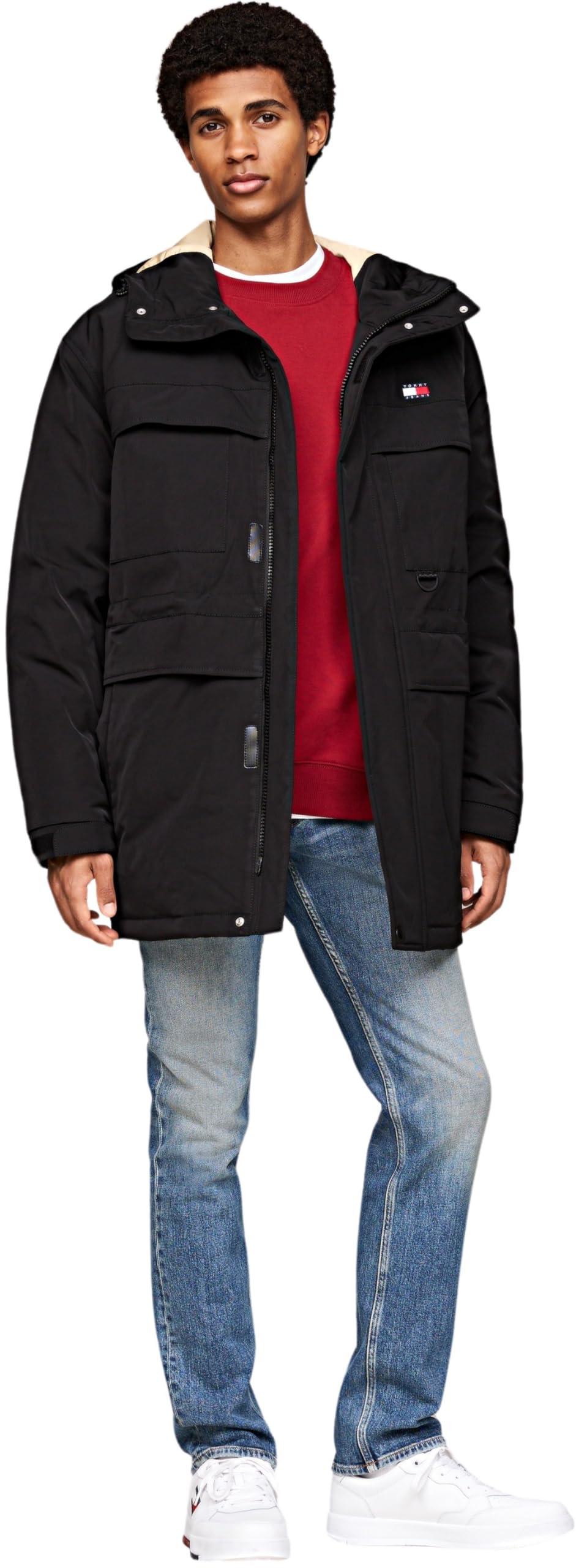 Tommy Jeans Męskie płaszcze TJM TECH CANVAS PARKA DM0DM20005 Inne płaszcze, czarne (czarne), M, czarny (czarny), M