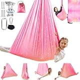 Sensory Swing for Kids Indoor & Outdoor Double Layer Therapy Cuddle Hammock Chair with 360° Swivel Hanger Kit Adjustable Child and Adult Aspergers Autism ADHD (Pink) (WUBOTIYU010)