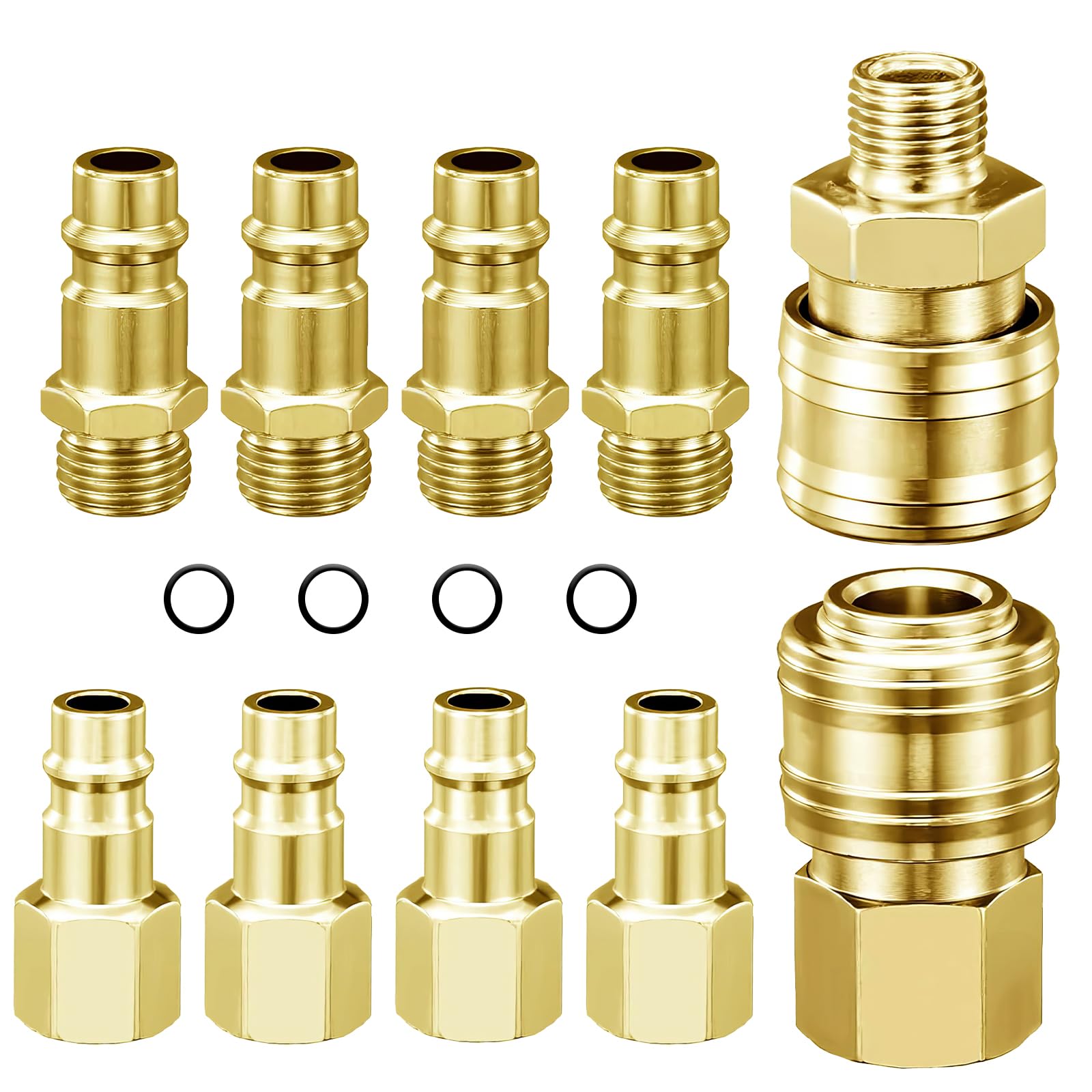ZITUZY 10 Piezas Conector Aire Manguera Compresor, 1/4" Bsp Euro Acoplamiento Rápido Acoplador, Hembra y Macho de Herramienta Conector, Acoplador de Aire 1/4" BSP, Conectores Rapidos Aire Comprimido