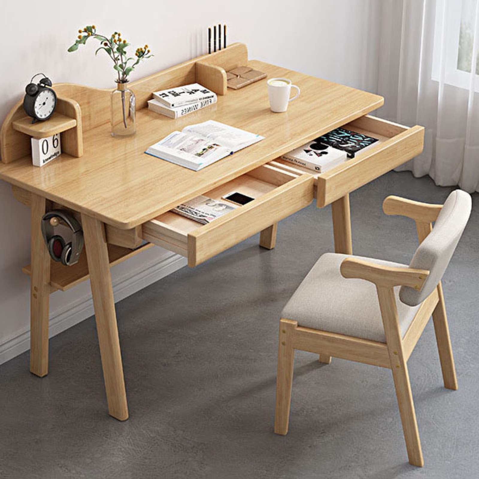 Amazon | 無垢材デスク、ミッドセンチュリーモダンデスク、ホーム