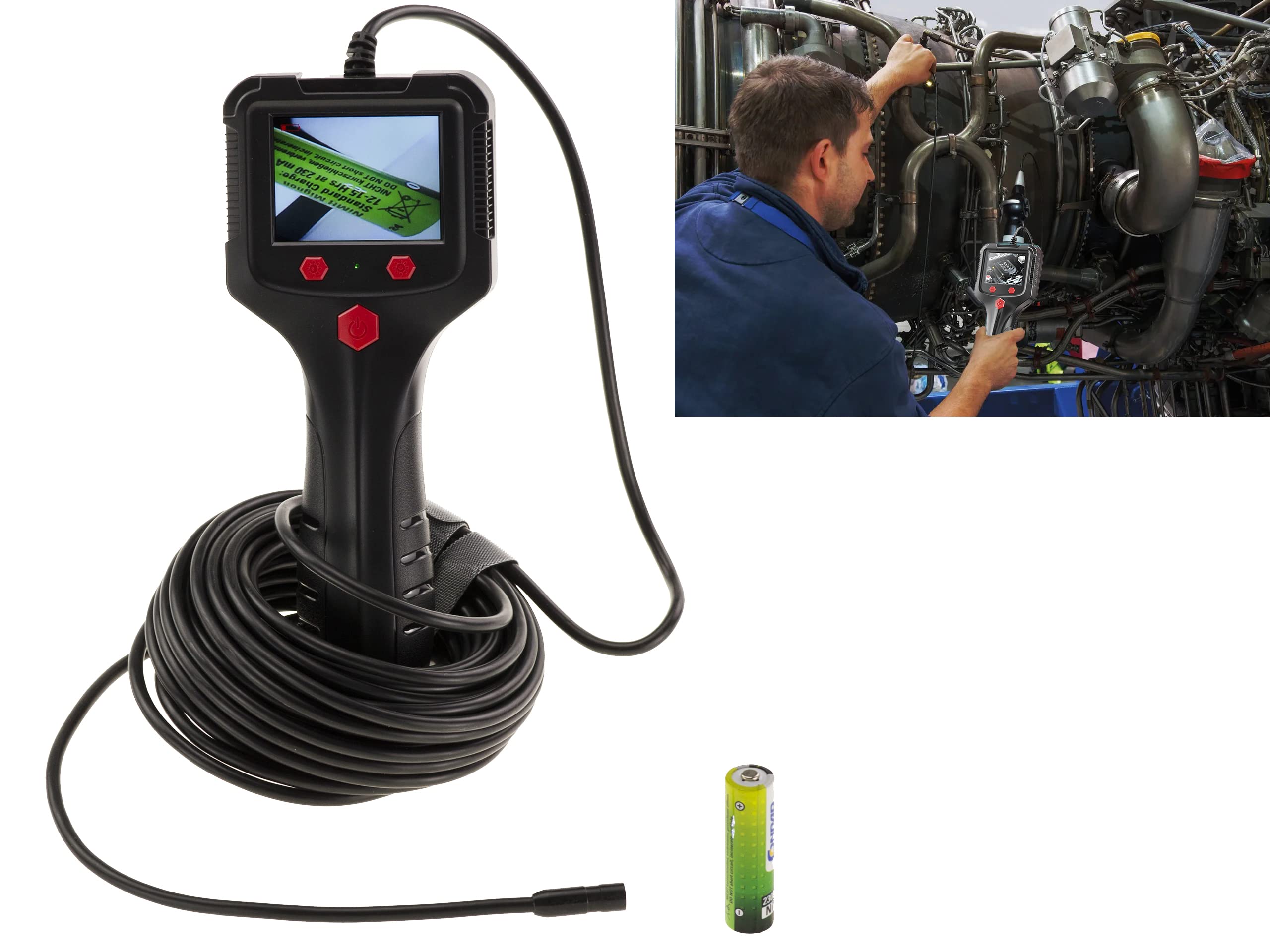 KALEA-INFORMATIQUE Telecamera di ispezione endoscopica da 8 mm 1080p con illuminazione. Impermeabile, cavo da 10 m, batteria ricaricabile USB.