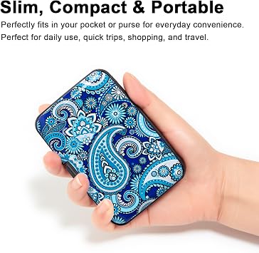 Credit Card Holder Small RFID Blocking Metal Slim Mini Aluminum Hard Case for Women Men Floral Paisley Small Minimalist Compact American