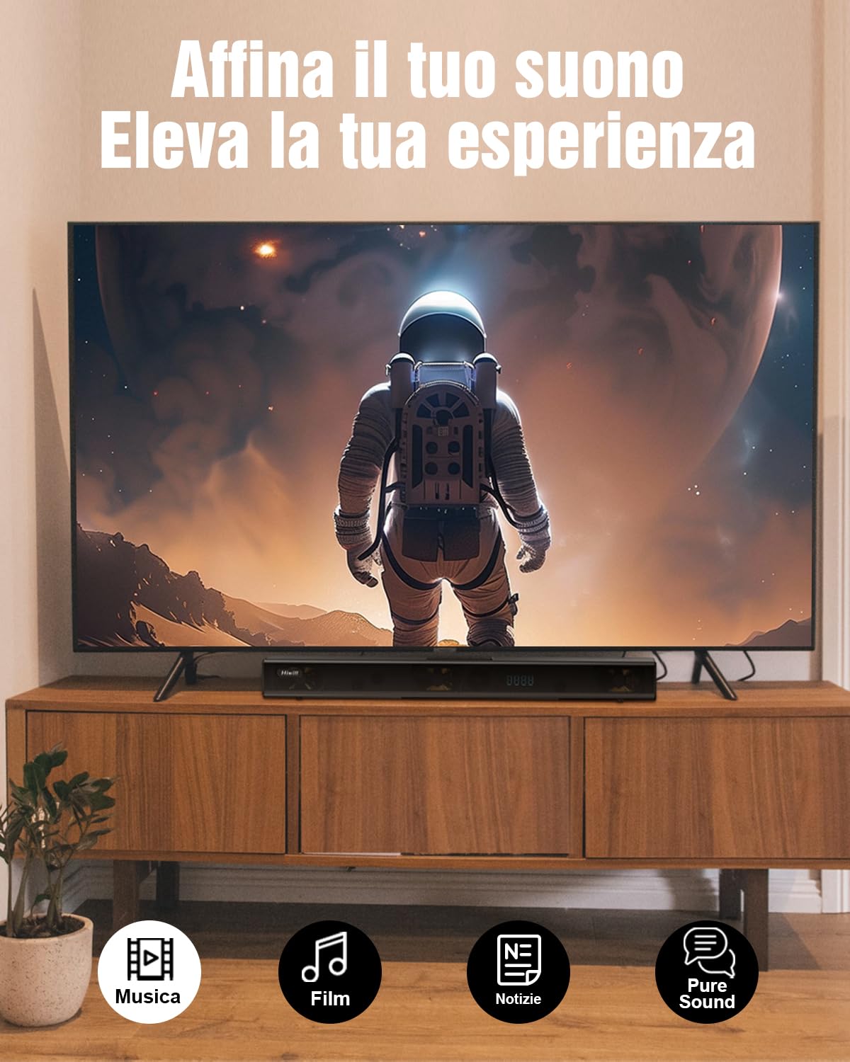 Hiwill 5.1CH Soundbar TV, Dolby Atmos Casse Home Theatre, 6,5" Subwoofer Senza fili, 2 Altoparlanti Surround Cablati, Home Cinéma Enceintes Téléviseur, 420W Potenza di Picco, eARC, HiElite A51PRO
