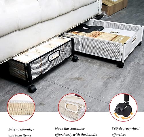 Miniatura 3 de Wotendy Almacenamiento debajo de la cama con ruedas, contenedores de almacenamiento plegables debajo de la cama con asas, organizador debajo de la