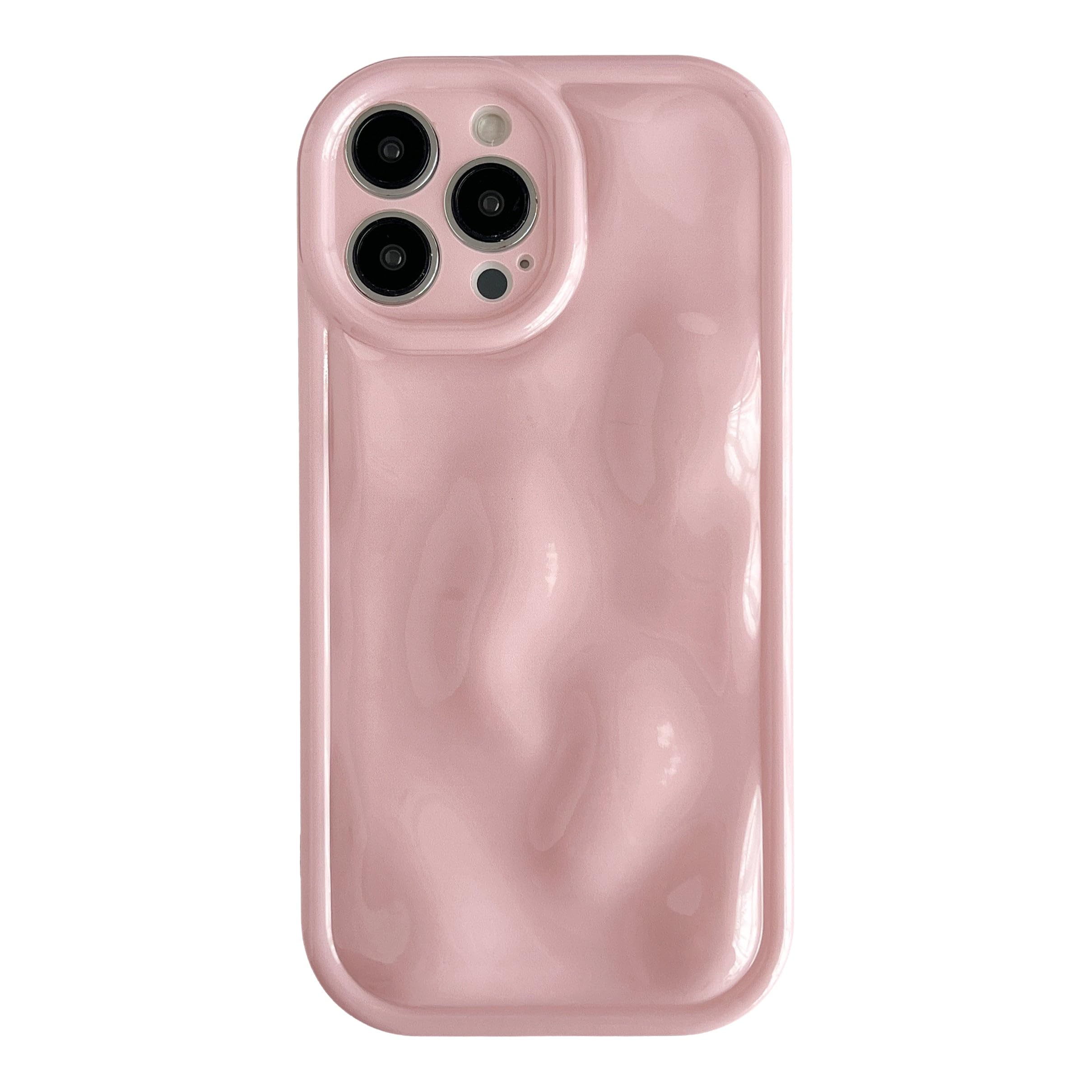 Caseative for iPhone 13 Pro Max Case,Water Ripple Wave Meteorite Bubble Chrome Plating Soft Phone Case (Pink)
