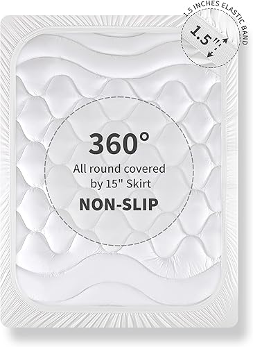 Miniatura 5 de SONIVE Cubrecolchón acolchado ajustable, suave al tacto, transpirable, relleno alternativo de plumón, lavable a máquina, duradero, diseñado para