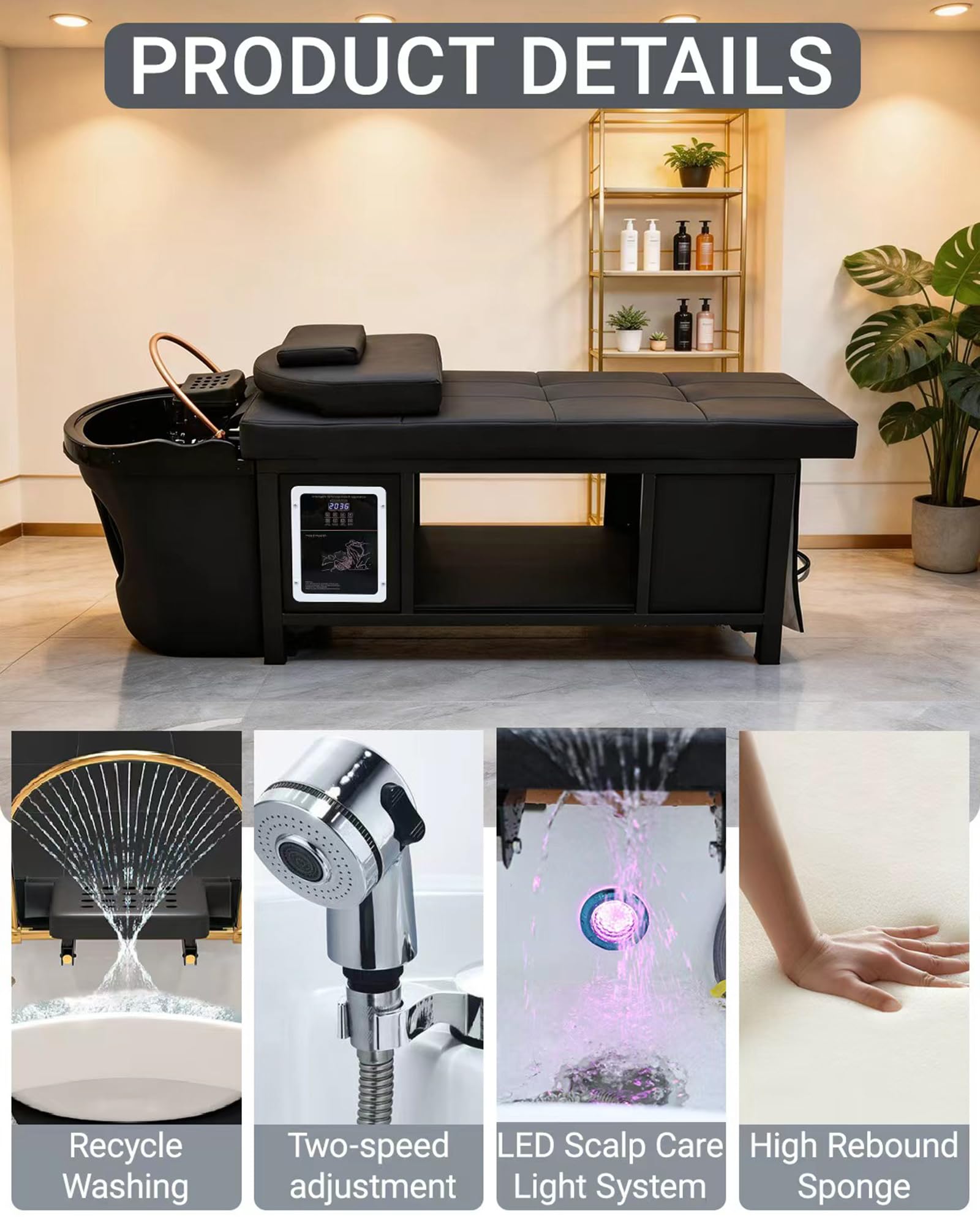 Kopfmassageliege mit Wasserzirkulation für Schönheitssalons und Friseursalons