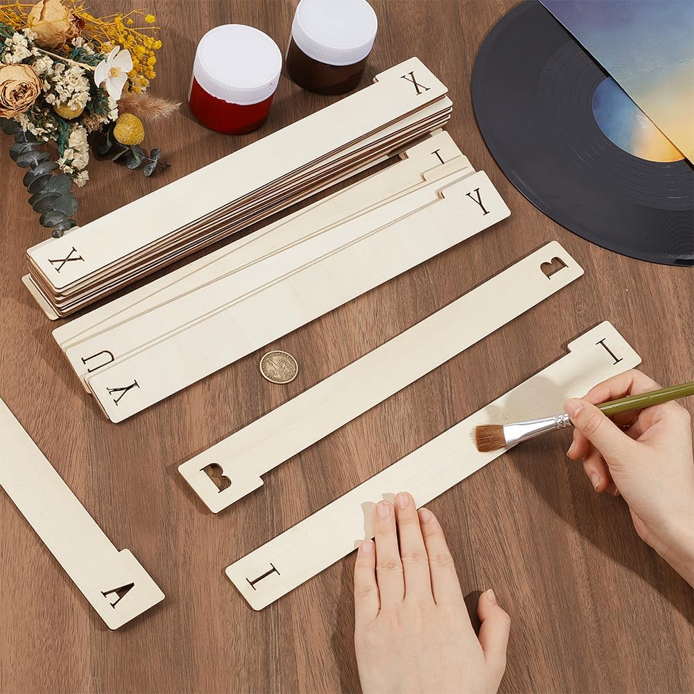 UNICRAFTALE 26Pcs Wood A-Z Vinyl Record Dividers for Media Shelf Storage