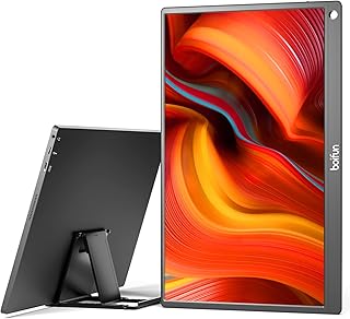 BOIFUN Portable Monitor - 15.6'' USB C HDMI Monitor, 1080P FHD IPS Portable Monitor for Laptop Desktop, 100% sRGB Computer Monitor with Speakers for PC MAC PS4 PS5 Xbox Smartphone, Leather Cover Included
