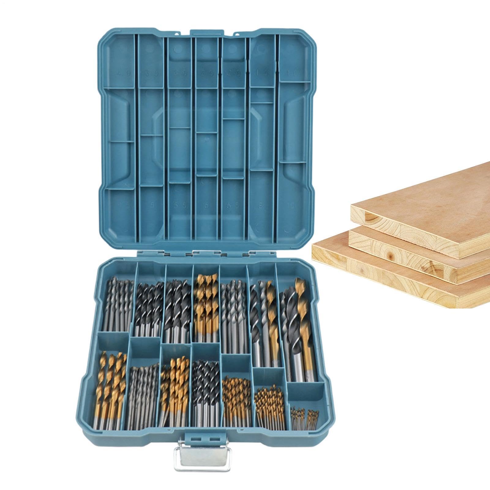 130 Pieces Twist Drill Bit Set, Portable Steel Tool with Storage Box
