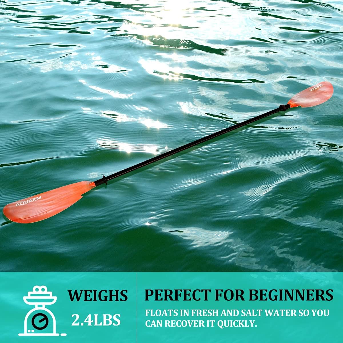Kayak Paddle for Adult with Free Paddles Leash, 91.7 inch Lightweight Adjustable Kayaking Oars with Aluminum Shaft and Black Green Blue Orange Fiberglass Blades for Boating Canoeing