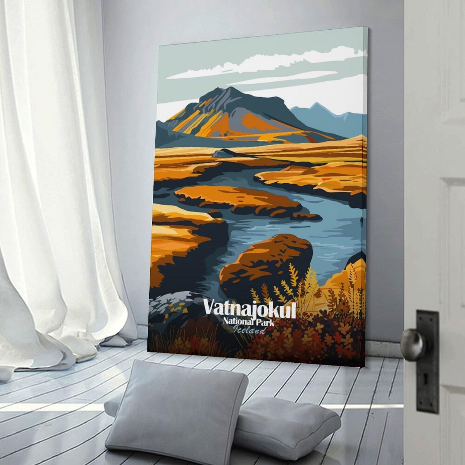 Junmoney Wall Decor Canvas Print Vatnajokull National Park Iceland Landscape, 12x18inch(30x45cm), for Bedroom Walls, Guest Spaces Or Lounges, An Easy Wall Refresh for Bedrooms