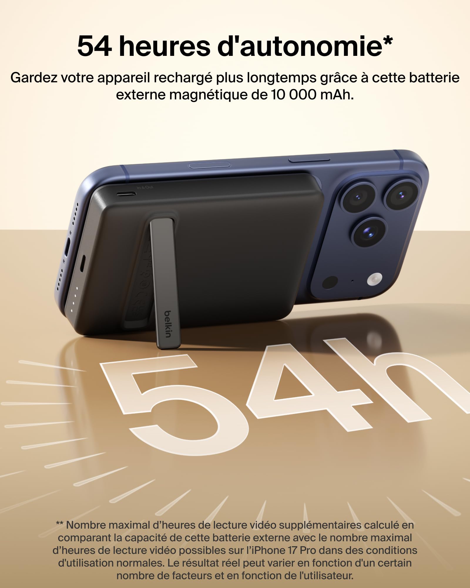 Belkin BoostCharge Slim Batterie Externe Magnétique 10K Et Béquille - Noir