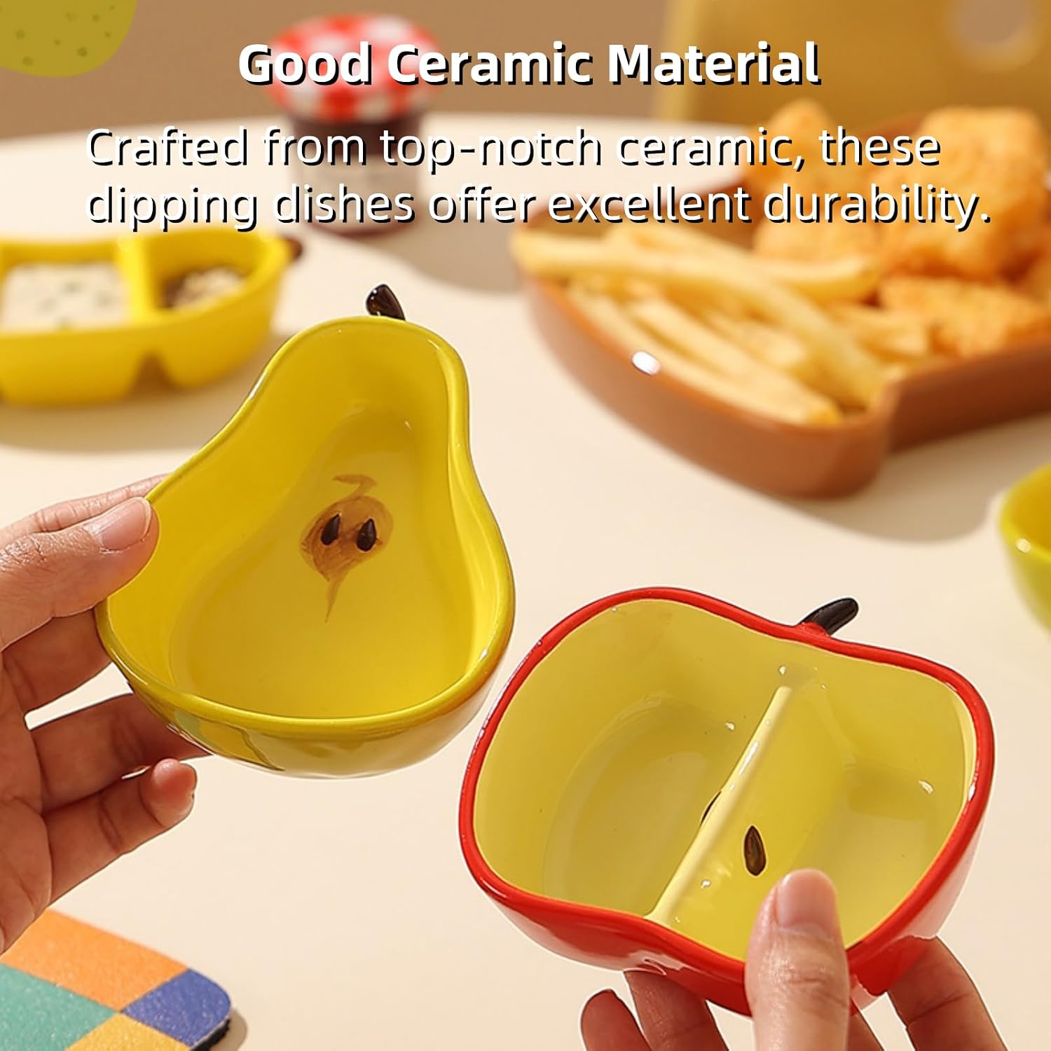 1 PCS Ceramic Fruit-shaped Dipping Dishes Set Soy Sauce Dishes, 3 oz Ceramic Dipping Bowls, Sauce Cups, Dinnerware and Accessories, Housewarming Gifts, Ketchup, BBQ, Party, Charcuterie Accessories image 2