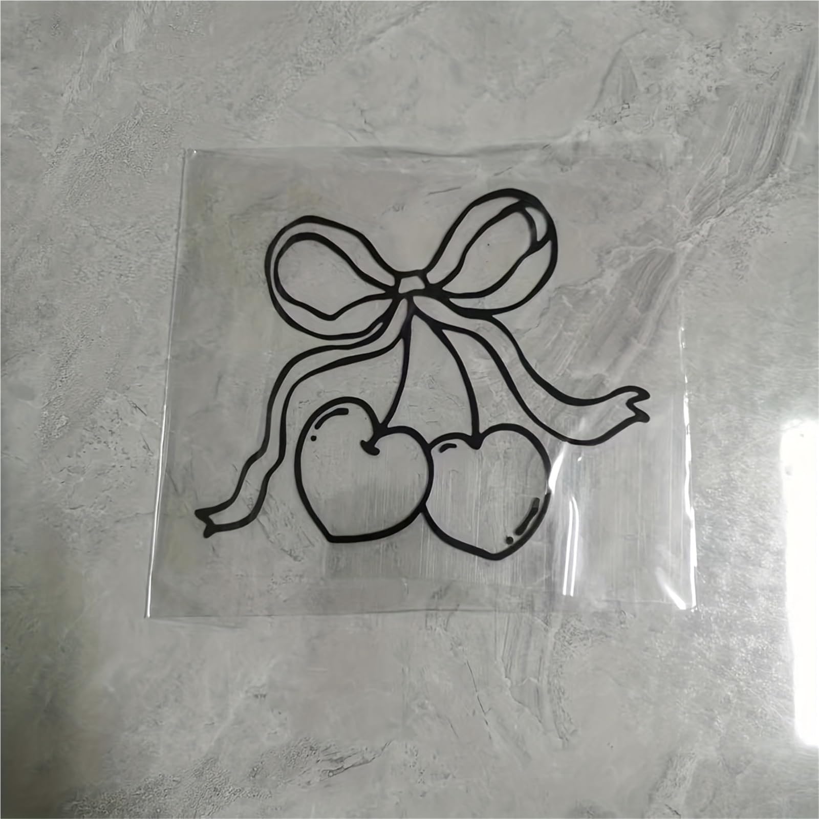 HAfgDJ 1pc Bow Cherry Heart Sticker, Waterproof Self-Adhesive Decal for Car Window Motorcycle