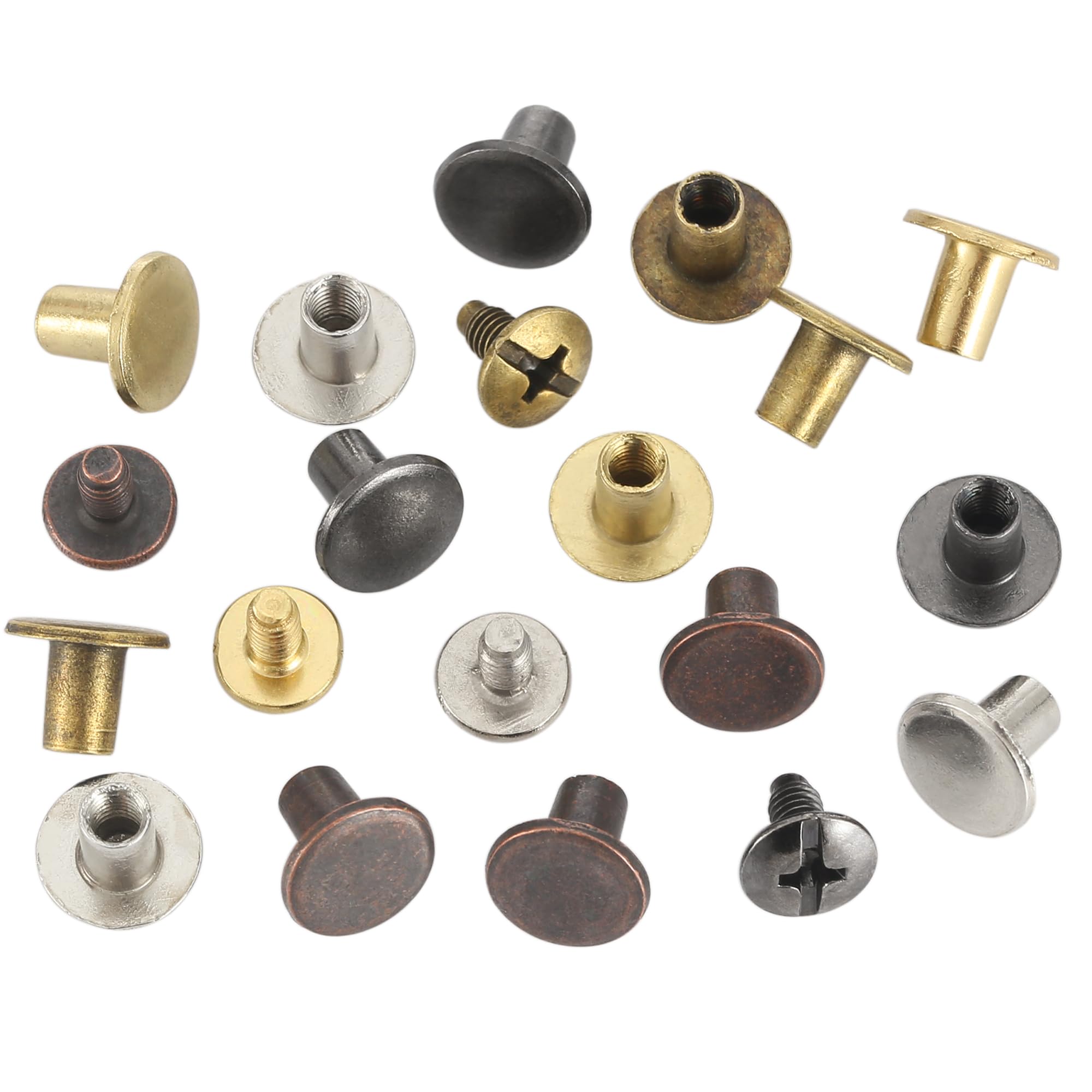 YORANYO 150 juegos de tornillos Chicago de 8 mm, remaches de cuero para tela, tornillos de encuadernación Chicago, botones de metal para decorar y reparar cinturones, bolsos, zapatos, bolsos, collares