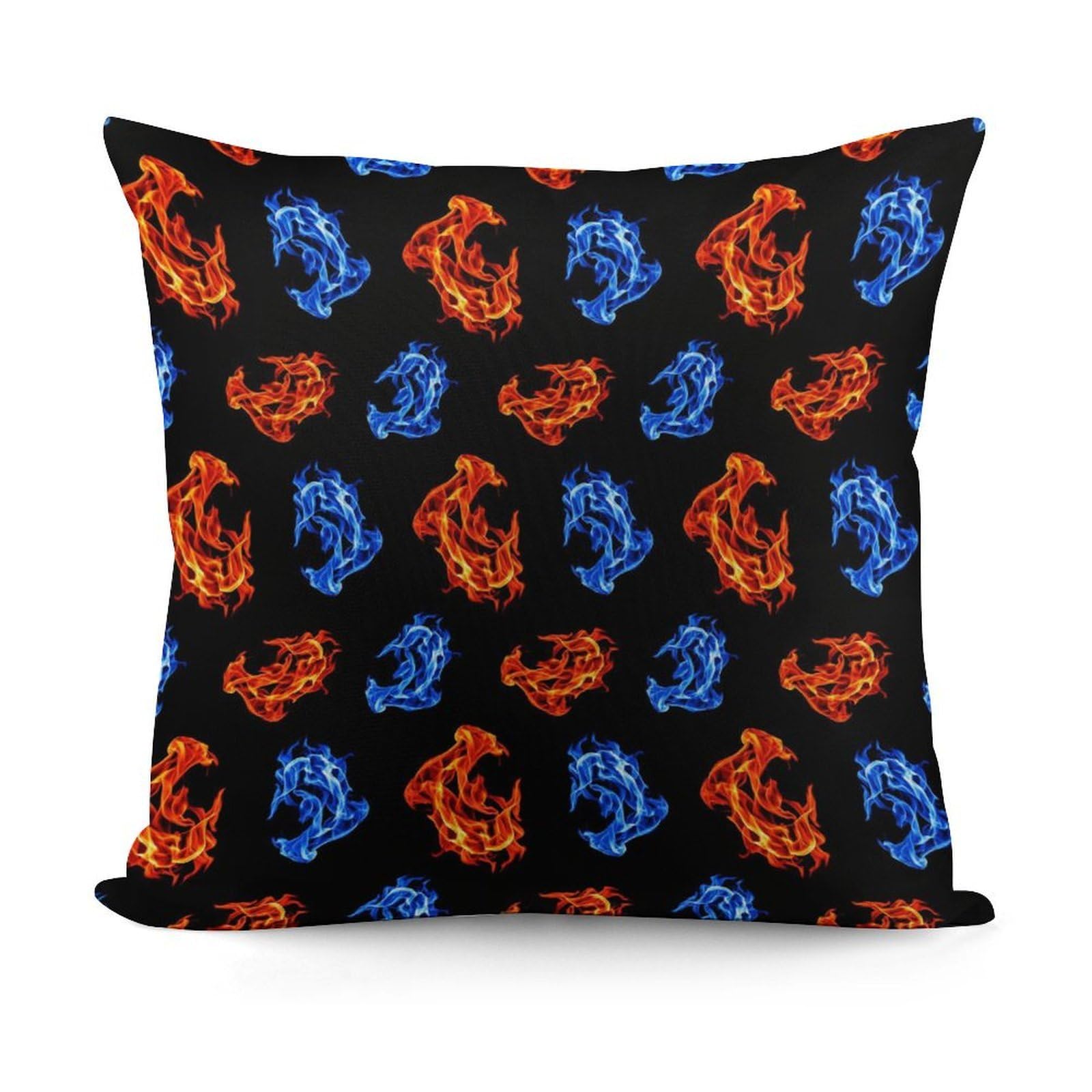 Smazdfxx Picture(148) Soft Cozy Ice Water Blue Red Fire Flame Pillowcase Luxury Decorative Pillows Square Shaggy Cushion Covers For Sofa, Living Room