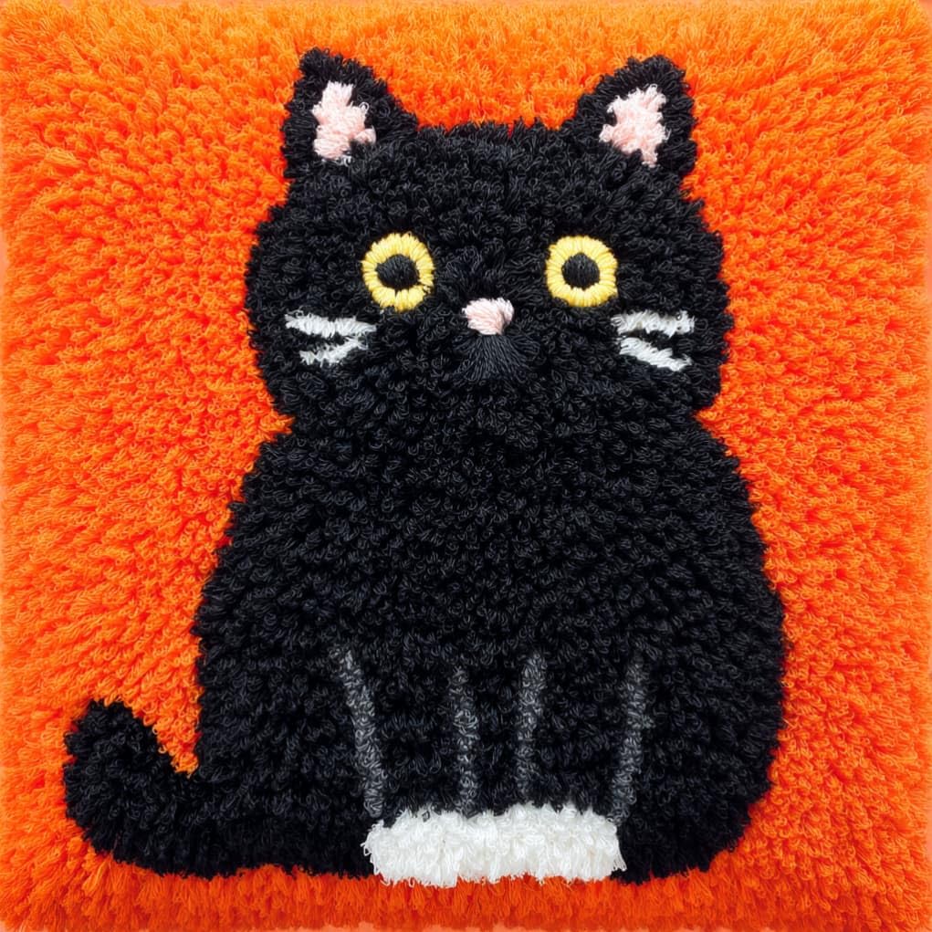AxiangziK Latch Hook Pillow Kit,Cat DIY Cushion Cover 43X43Cm