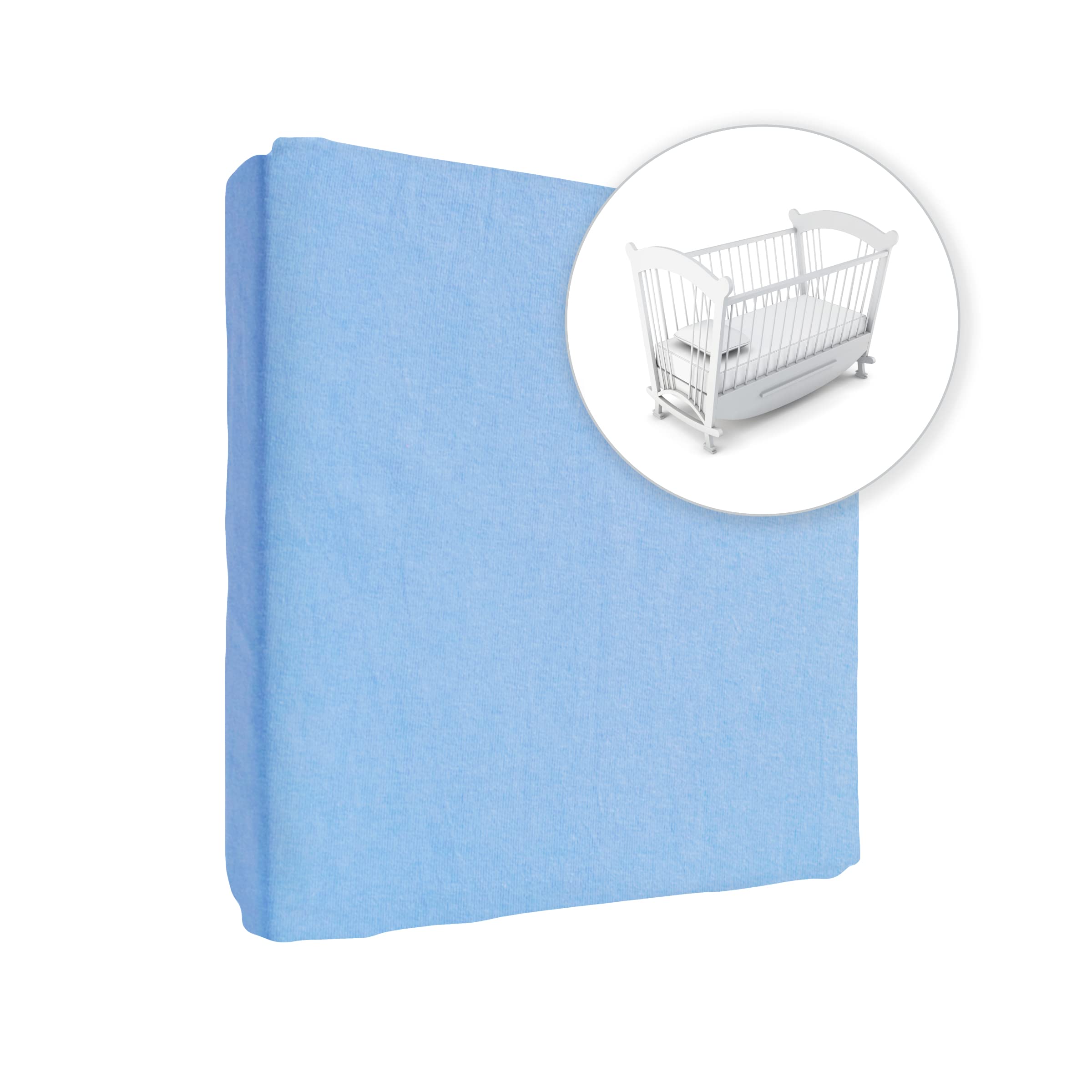Jersey 100% Cotton Fitted Sheet for 90 x 55 cm Baby Bedside Crib Mattress (Cream) — view 36