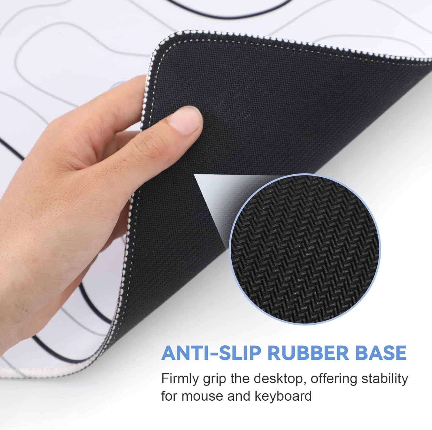 Rcege Large Mouse Pad for Desk - Gaming Mouse Pad with Stitched Edges, Anti-Slip Base for Keyboard and Mouse(White Line, 23.6L x 11.8W inches) 4 71UwabD98AL. AC SL1500