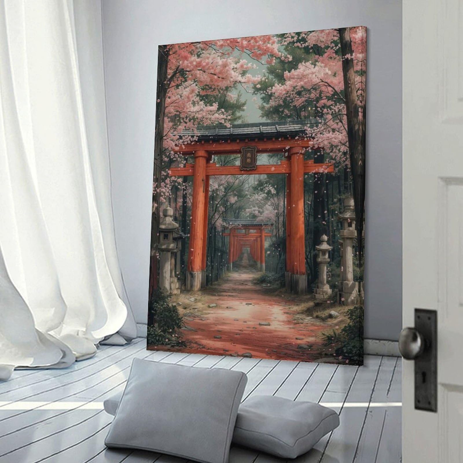 Junmoney Frame-Style-14 Canvas Wall Art Enchanted Pathway, 24X36inch(60X90cm), For Bedroom, Lounge Or Dressing Area, Canvas Wall Decor For Personal Spaces