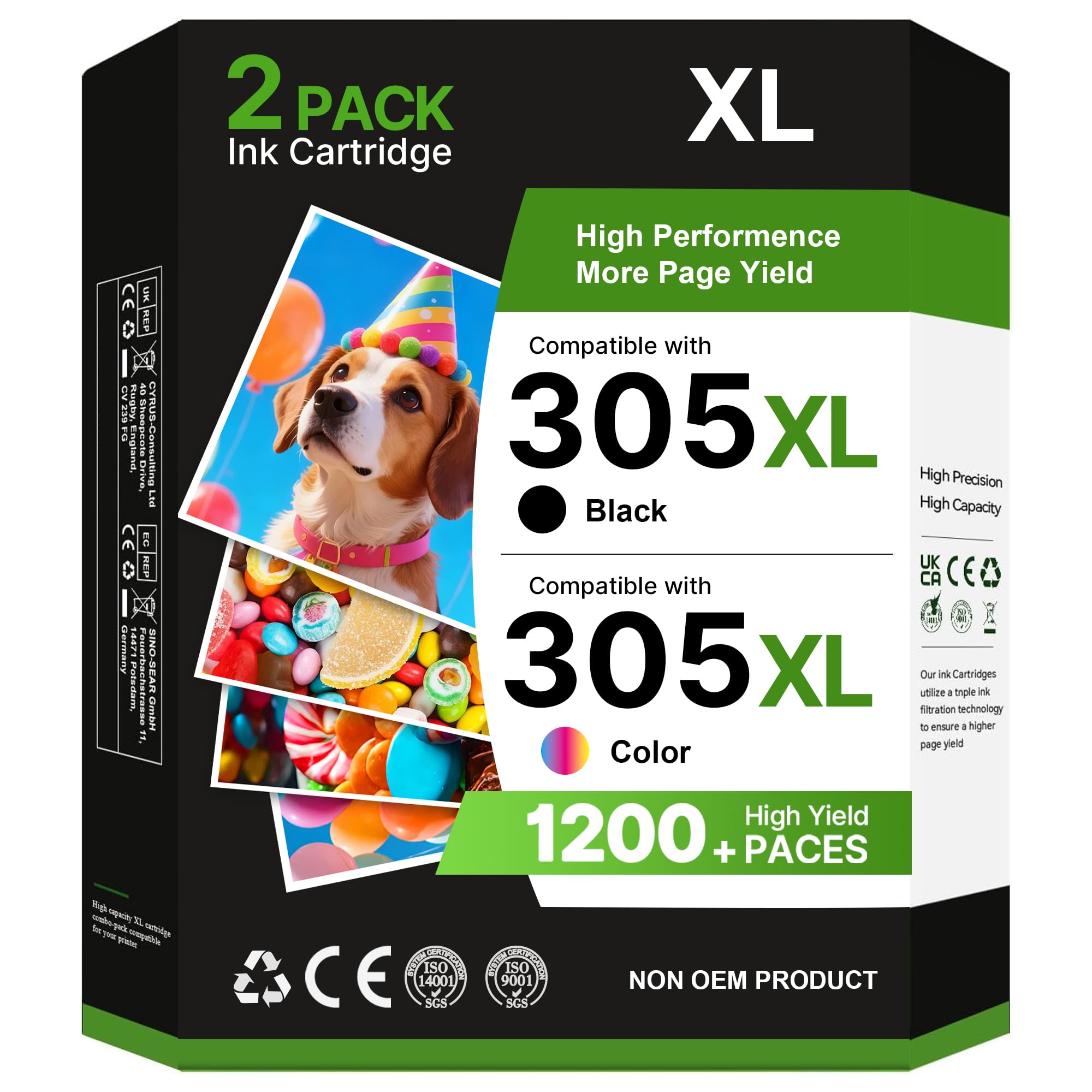 Tiorumcs 305XL Compatibile con Cartucce HP 305 Nero e Colore per HP 305 XL per HP DeskJet 2720E 2720 2820E 4100 4120 4130E 4220E per Envy 6020 6020E 6022E 6030E 6032 6420E 6430E (Nero, Tri-Colore)