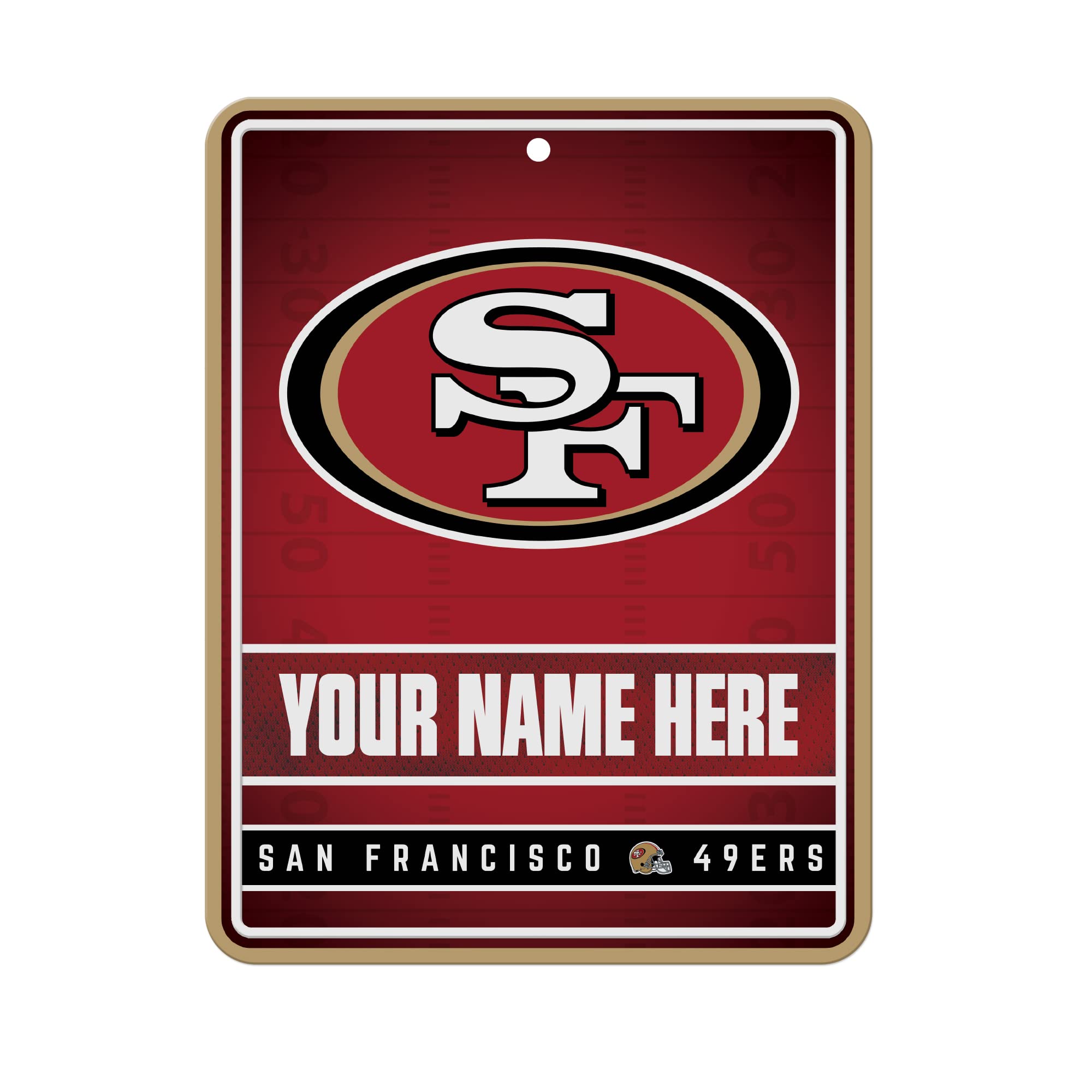 Rico Industries NFL Personalized Metal Parking Sign Personalized/Custom Metal 8.5" x 11" Parking Sign - Home Décor - Indoor/Outdoor - Great Gift for