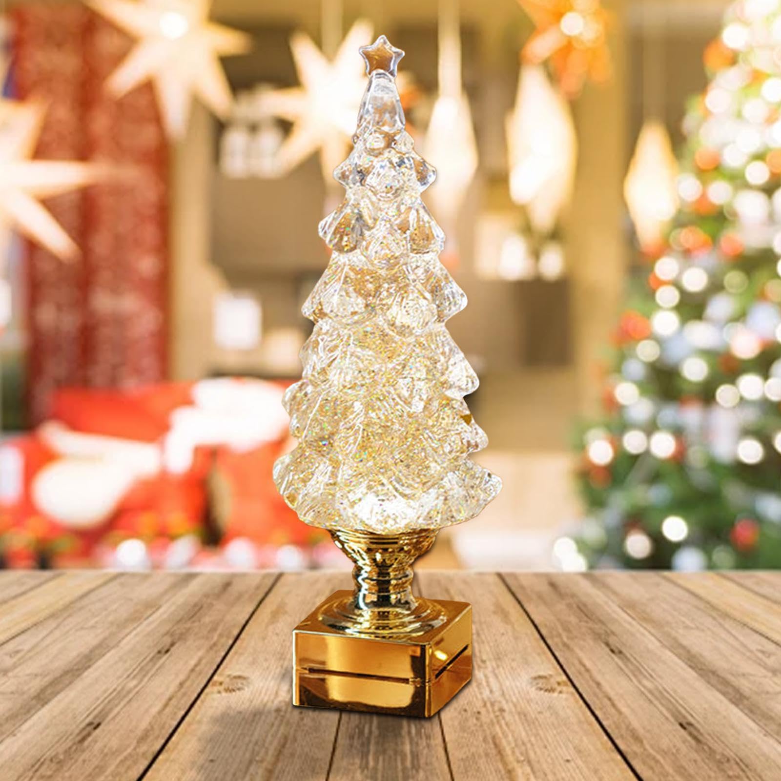 Escultura Decorativa para de Navidad, Globo Luminoso, Figura de Centro de Mesa, Efecto Nieve, Música, Función Automática, Ideal para Fiestas en, Oro, Individual