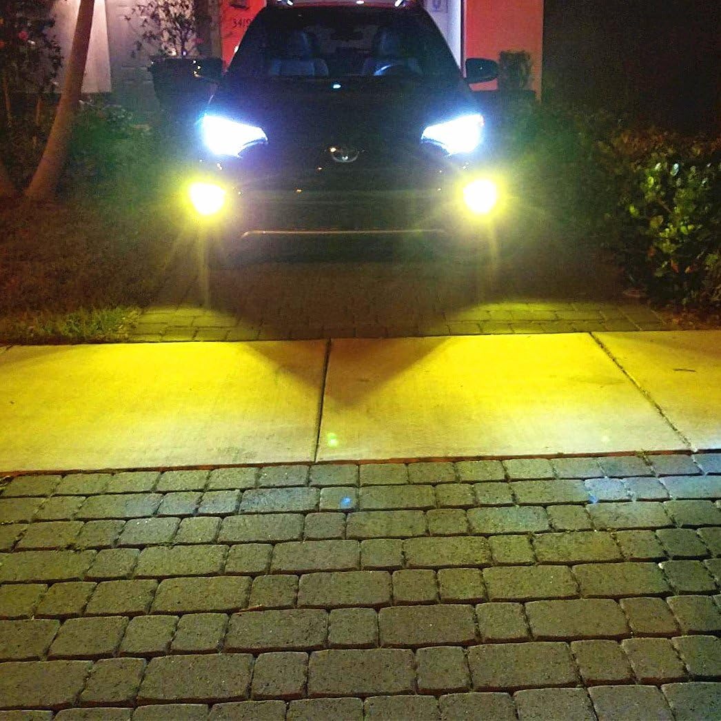 Alla Lighting H11 LED Fog Lights Super Bright 3000 Lumens High Power CSP SMD LED H11 3000K H11LL H8LL H8 H16 H11 LED Bulb H11 Yellow Fog Lights Lamp Bulbs Replacement w/Projector (Set of 2)