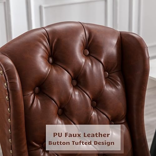 Miniatura 4 de HEAH-YO Refined - Juego de 2 sillas de comedor tapizadas, sillas de cocina sin brazos con patas de madera y clavos de cobre, sillas de comedor de