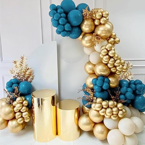 Miniatura 7 de RUBFAC Kit de arco de guirnalda de globos azul polvoriento, 1812105 pulgadas, globos blancos arena y azul macarrón para baby shower, fiesta de