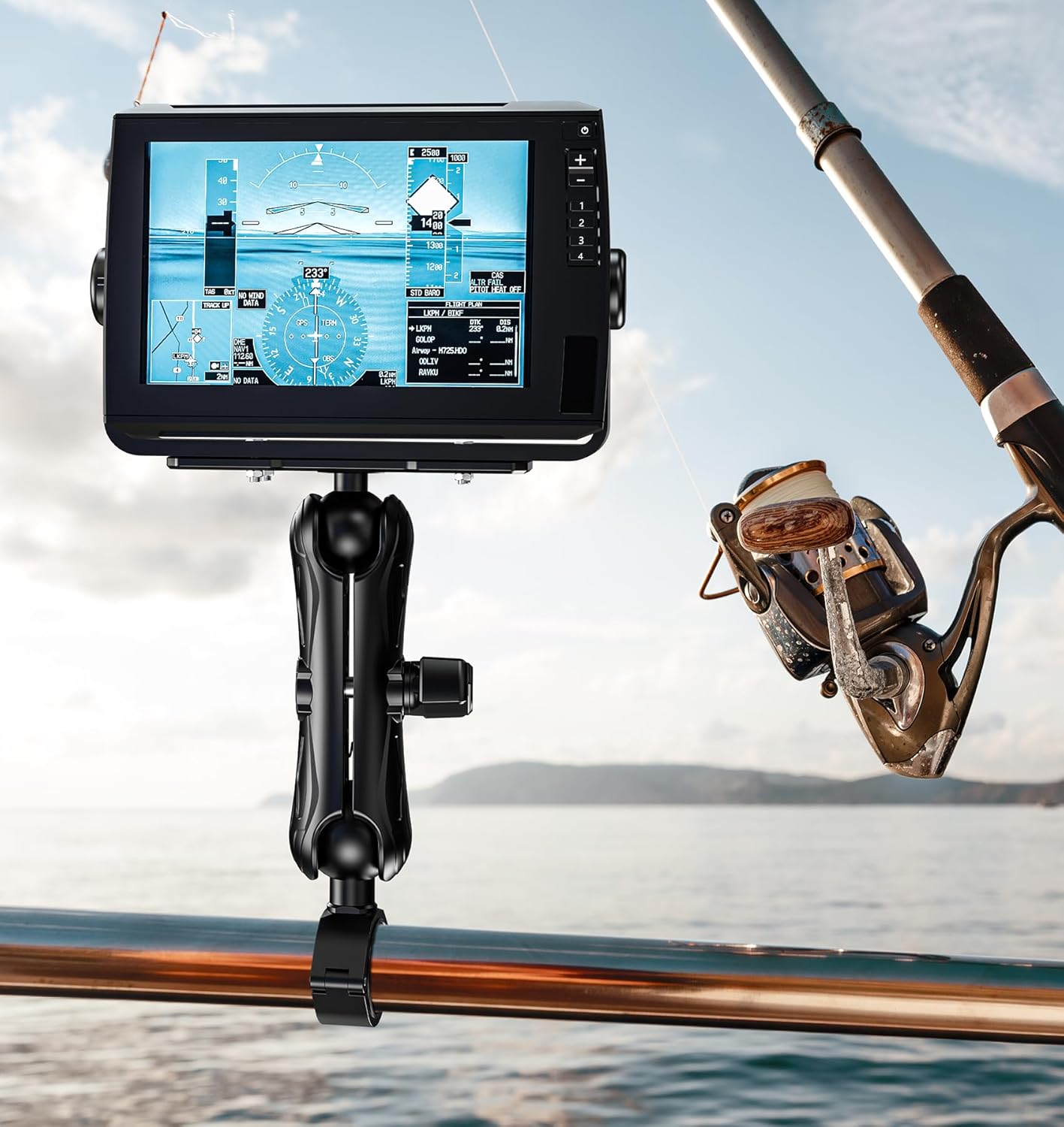 2.25" Ball Large Double Socket Arm, 8.44" Length Aluminum Alloy Heavy-Duty Medium Arm, Compatible with RAM Mounts D Size 2.25" Ball Components, for Fish Finder Mount, Marine Electronic Mount