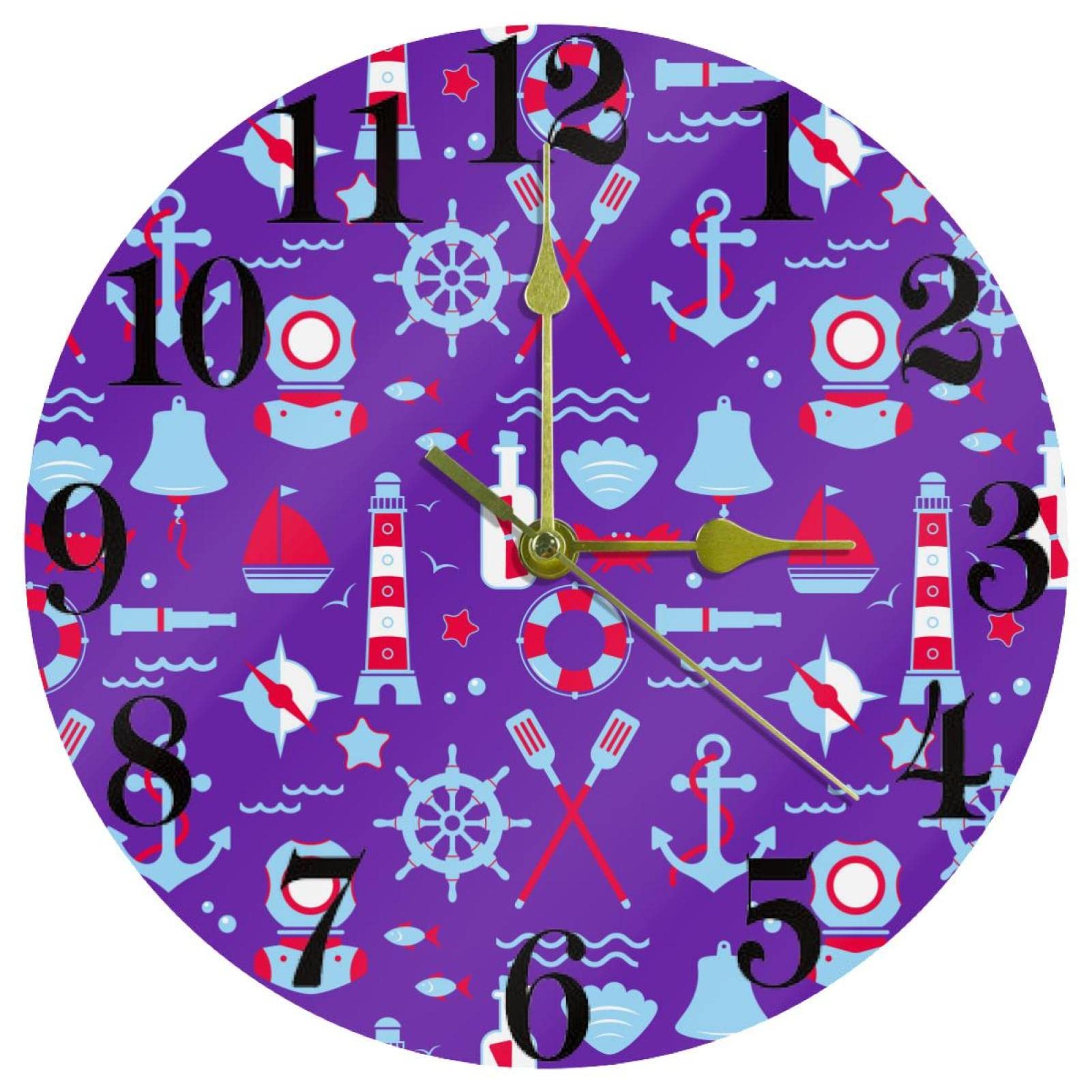 Horloge murale ronde de précision à quartz Ocean Elements silencieuse