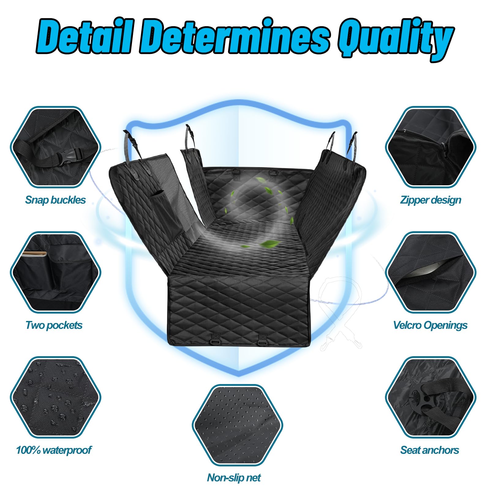 Afcabakila Dog Car Seat Cover for Back Seat with Mesh Window, Waterproof Dog Hammock, 600D Heavy Duty Pet Seats Cover with Side Flap, Anti-Scratch Nonslip Pet Seats Protector for Cars Trucks SUV - image 3