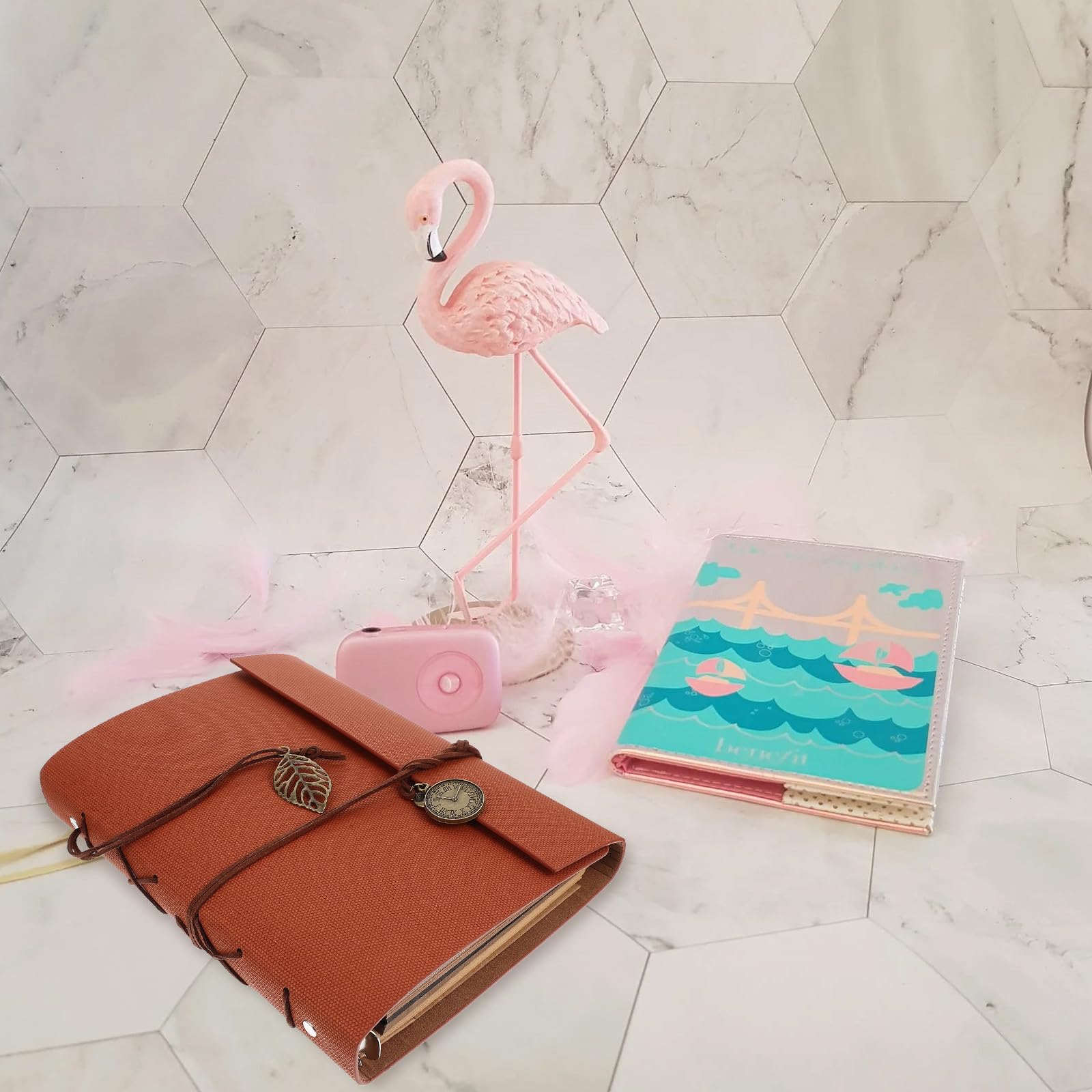 FOMIYES Fotoalbum Braunes Scrapbook Vintage zum Selbstgestalten Einfaches und Zartes Design mit Selbstgemacht Gestaltbarem Pu Einband und Seiten und Weihnachten für Hochzeit