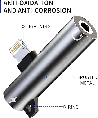 Miniatura 6 de Adaptador de auriculares Lightning a conector de audio AUX de 0.138 in y extensor de cargador Dongle auricular divisor compatible con iPhone 12 Mini