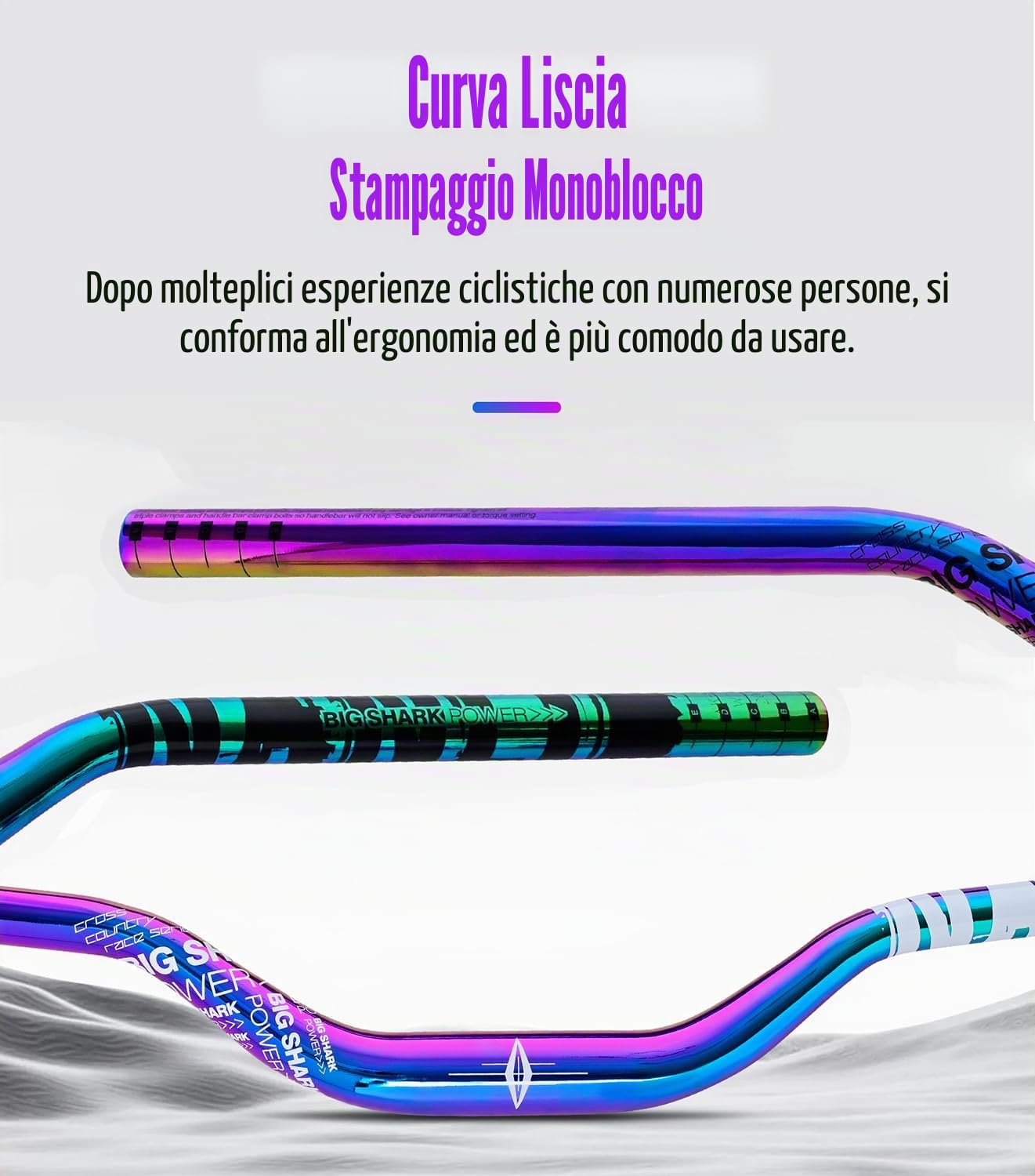 Manubrio per Bici MTB con Sollevamento da 50 mm, in Lega di Alluminio, colorato, Arcobaleno, Manubrio AM XC DH Racing Rise, 31,8 * 780 mm