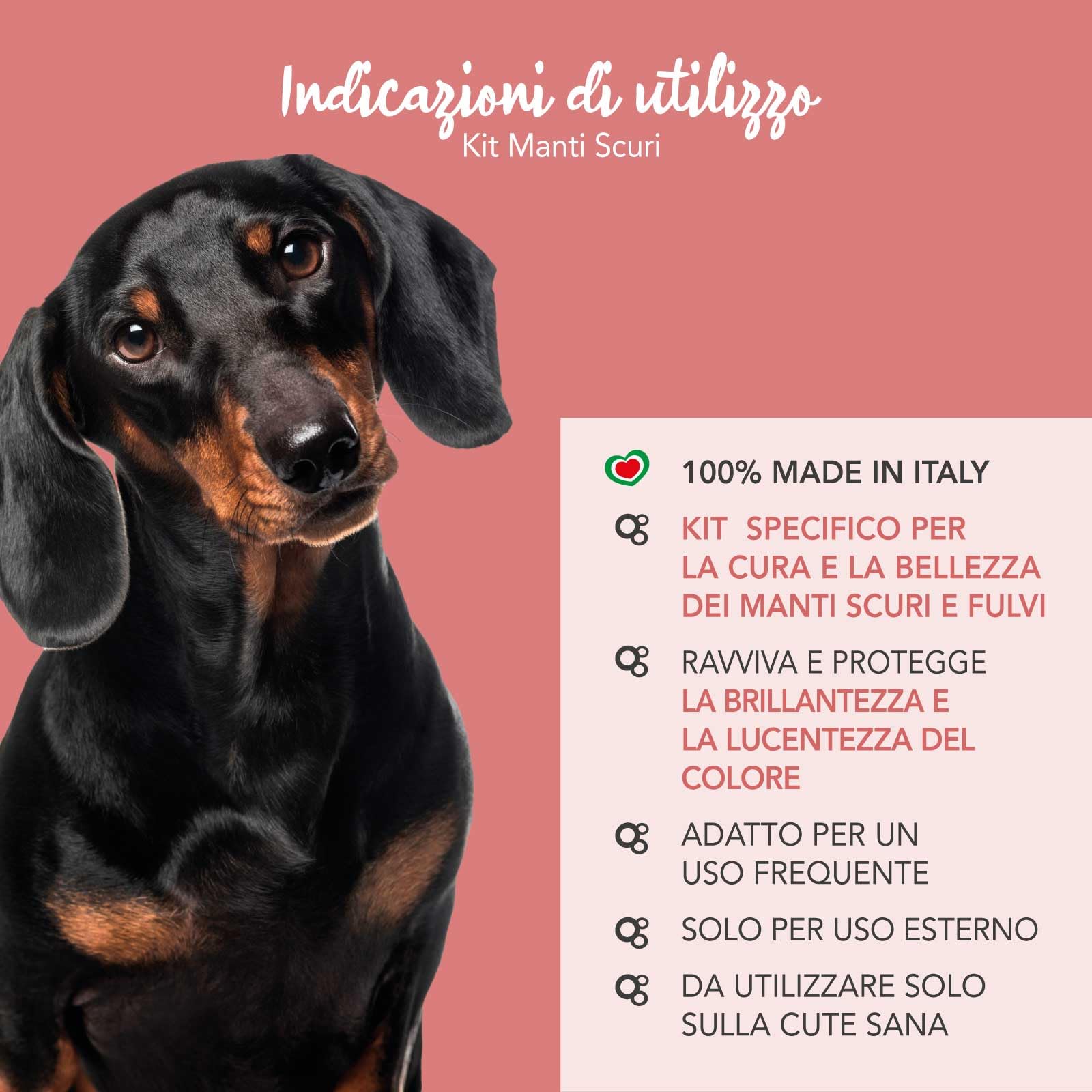 YUUP! - KIT MANTI SCURI | Shampoo manti scuri, balsamo districante e Pink Velvet, kit per cani e gatti con manti neri o scuri