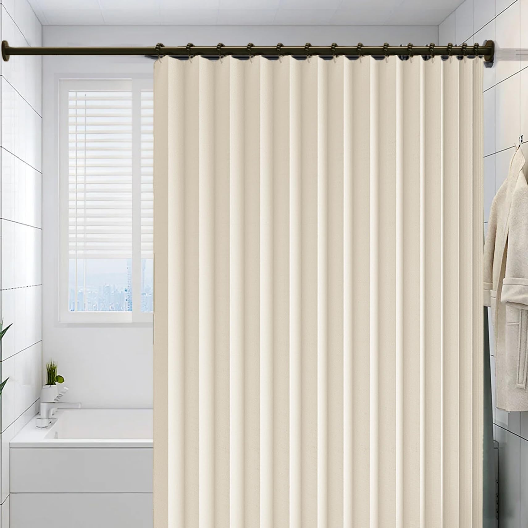 Rideau anti froid thermique beige 150x162 pour séparer une pièce froide