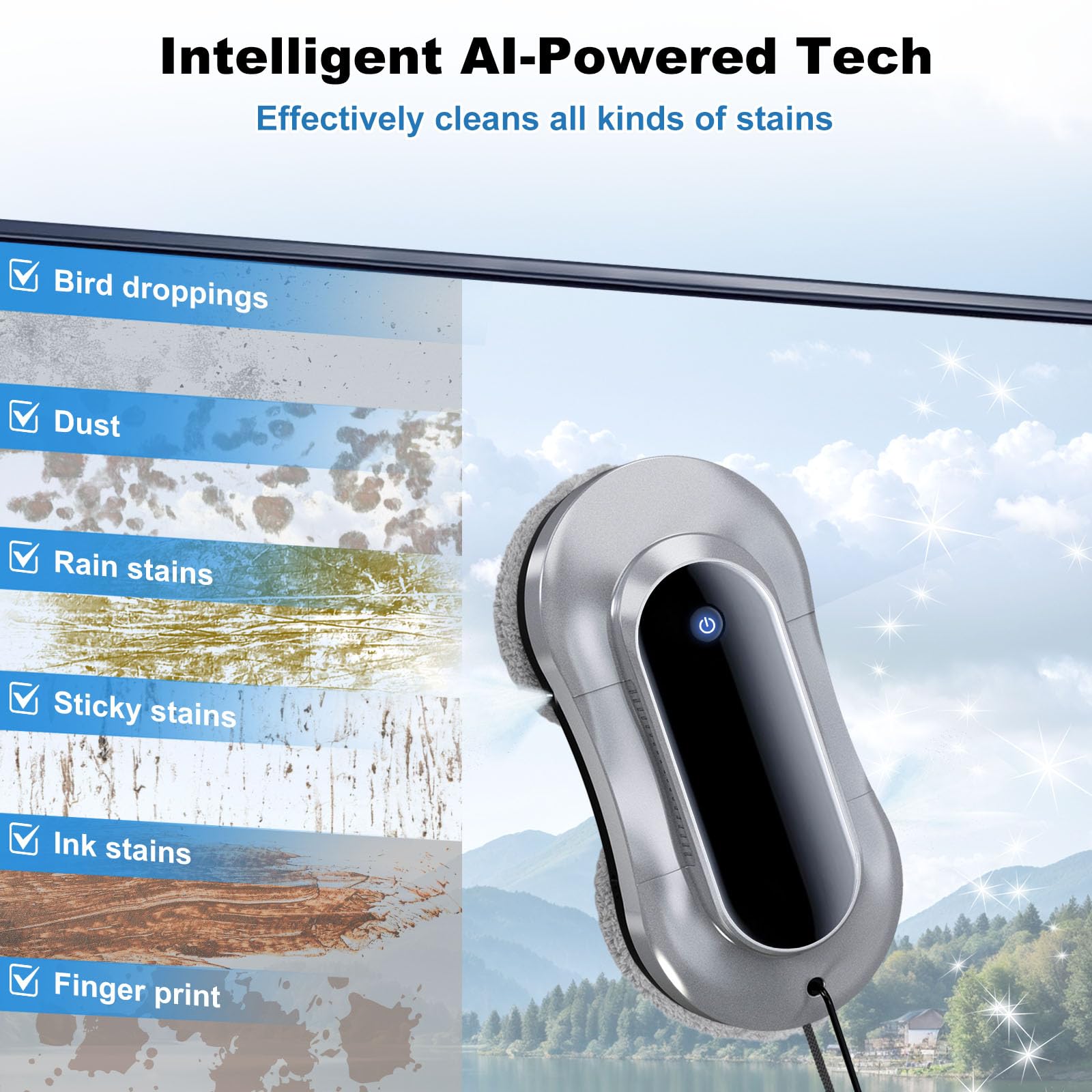 Dual Spray Window Robot Auto Window Cleaning Robot - 3500Pa Suction ...
