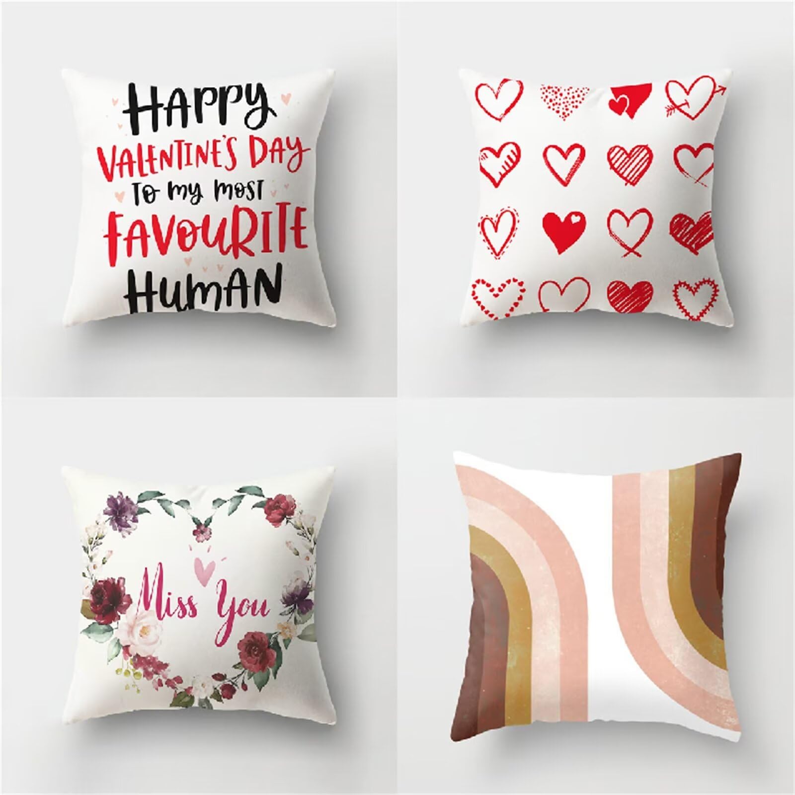 Federe Cuscini Divano 65x65cm,Set di 4 Rosso Amore Cuscini per Divano,Quadrato Doppio Lato Lino Esterni Copricuscini Divano,per Divano Soggiorno Sedia Letto Decorativo Cuscini Divano ZW1-321