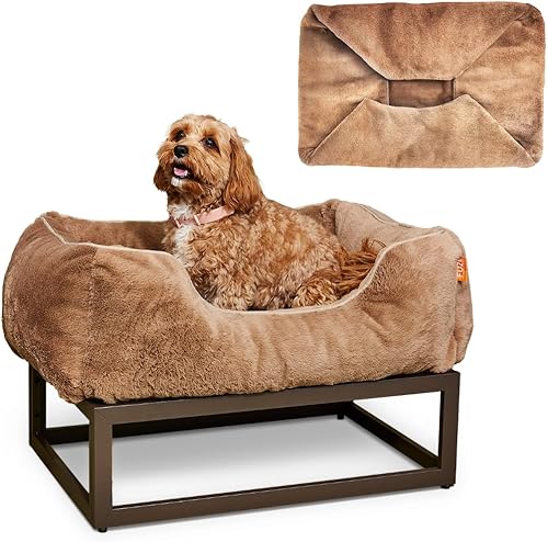 Miniatura 9 de FUZI Cama elevada para perro pequeña, camas elevadas de lujo, funda de cama extraíble y lavable a máquina, cama ortopédica para interiores y Gris