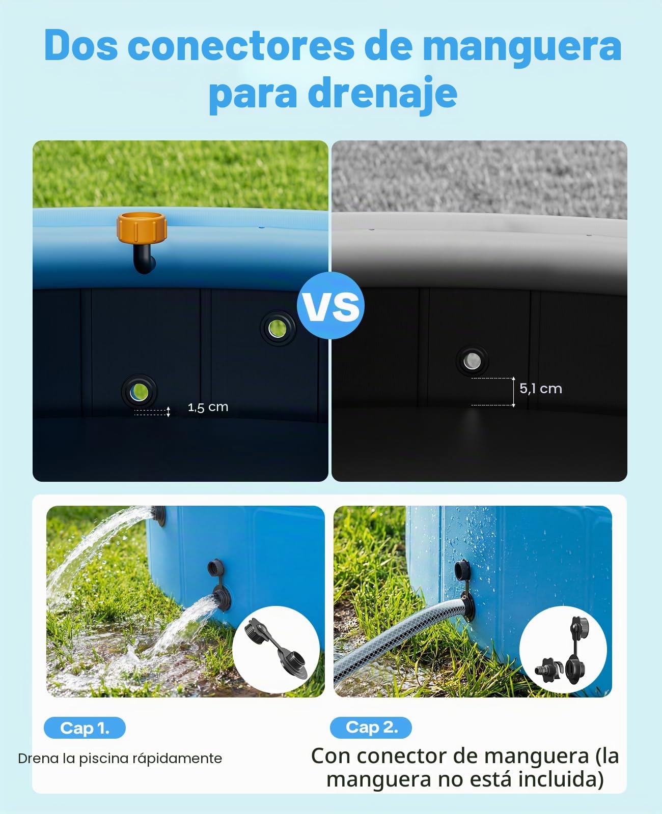 Piscina para Perros con Sistema de chorros, 160 x 30cm Piscina Perros Grandes, Baño portátil Plegable para Perros, Piscina Antideslizante 2 en 1 para Perros, Apta para el jardín, Azul